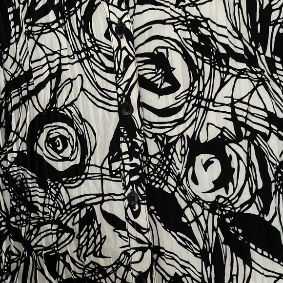 Como by Fred David Black White Abstract Floral Blouse Size XL - Picture 12 of 12